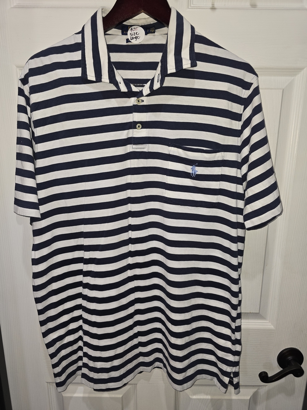 Polo by Ralph Lauren Navy & White Striped Short Sleeve Polo
